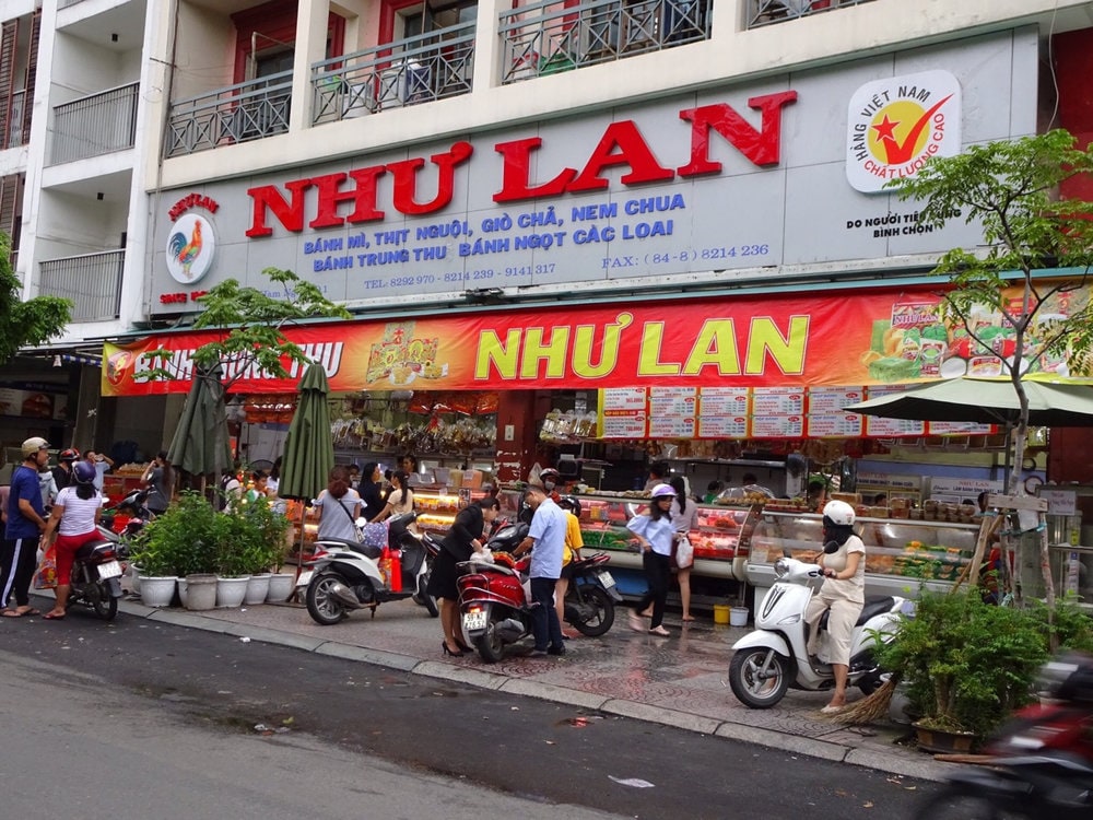 The spacious Banh Mi Nhu Lan store on Ham Nghi Street 